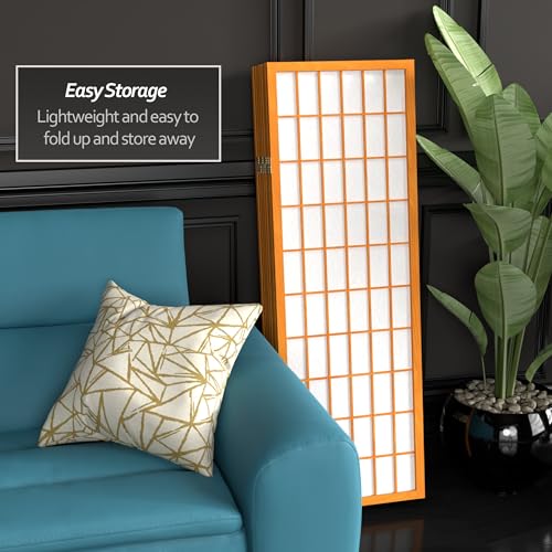 Red Lantern 4 ft. Short Window Pane Shoji Screen - Honey - 8 Panels - color: Honey, size: 8 Panels