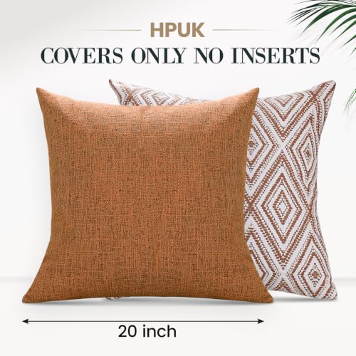 HPUK Throw Pillow Covers 20x20, Set of 4, Golden Brown Couch Pillow Covers | Polyester fabric, patterned and solid designs, hidden zippers, machine washable, for sofas and beds, inserts not included - color: Golden Brown, size: 20" x 20" (Pack of 4)