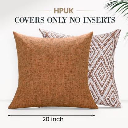 HPUK Throw Pillow Covers 20x20, Set of 4, Golden Brown Couch Pillow Covers | Polyester fabric, patterned and solid designs, hidden zippers, machine washable, for sofas and beds, inserts not included - color: Golden Brown, size: 20" x 20" (Pack of 4)