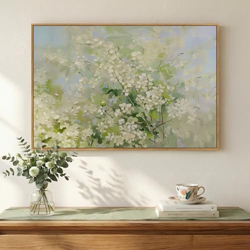 Framed Green Floral Botanical Wall Art for Living Room, 24x36 In | Sage green floral branches, Wood frame, Canvas prints, Abstract greenery picture, Wall Decor for bedroom hallway - color: Sage Green