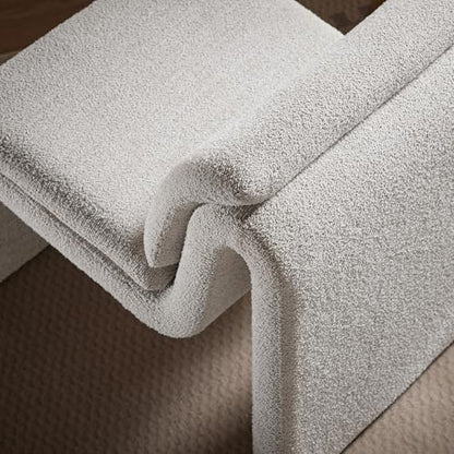 Modway Lume Curved Lounge Chair in Parchment Boucle Fabric – Modern Upholstered Armless Accent Chair with Padded Cushion - Unique Slipper Chair for Bedroom or Living Room - color: Parchment