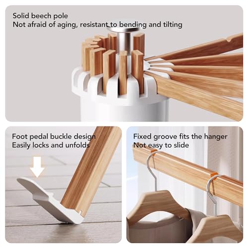 LIENAHU Clothes Drying Rack Tripod,Drying Rack Clothing,Laundry Drying Rack,Floor Standing,16 Wooden Poles,Collapsible Drying Racks for Laundry,Retractable,Foldable,Folding - style: 16 Wooden poles