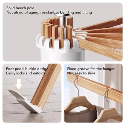 LIENAHU Clothes Drying Rack Tripod,Drying Rack Clothing,Laundry Drying Rack,Floor Standing,16 Wooden Poles,Collapsible Drying Racks for Laundry,Retractable,Foldable,Folding - style: 16 Wooden poles