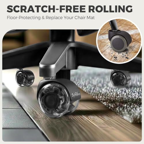 Chair Wheels Replacement, Heavy Duty Office Chair Wheels for Hardwood Floors and Carpet, Replaces Mat Rubber Office Casters Universal Accessories Set of 5 Black - color: Black-B-2 Inch