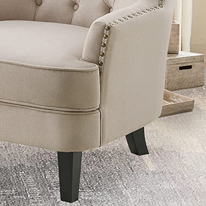 Rosevara Atlas Accent Chairs for Living Room & Bedroom, Velvet Beige - color: Velvet Beige