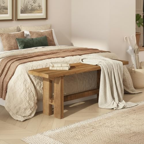 Reclaimed Solid Wood Bench, 43.3" Farmhouse Entryway Bench | Narrow Indoor Bench with Rustic Charm, Hallway, Kitchen, Dining, Bedroom - size: 43.3 Inch