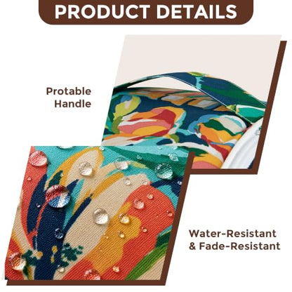 Inflatable Stool Ottoman Footrest with Handle D20 xH9-Rosario Flower Leaf | Indoor Outdoor Footrest Seat, Water-Repellent, Footstool Pouf for Home Patio Garden and Camping Use - color: Rosario Flower Leaf