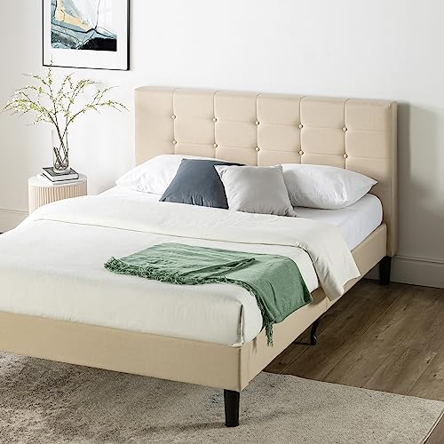 ZINUS Ibidun Upholstered Platform Bed Frame, Mattress Foundation, Wood Slat Support, No Box Spring Needed, Easy Assembly, Queen, Beige - color: Beige, size: Queen, style: Original Box