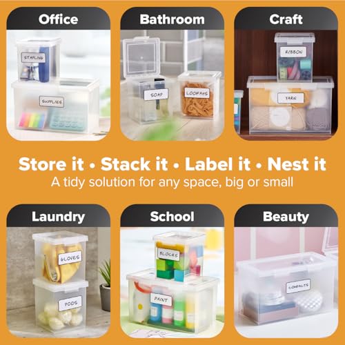 Bostitch Konnect Storage Containers with Lids, Clear Plastic Box, Stackable for Crafts, Home, and Office Organization, Labels, 3-Piece (1 4 Qt Box, 2 1.5 Qt boxes) - size: One 1.5-Qt Box, Two 0.5-Qt Boxes
