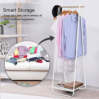 JEFEE Narrow Clothes Rack - Simple Garment Rack Mini Clothing Rack with Shelf 1-Tier Coat Clothing Organizer Storage for Small Space, Entryway, Bedroom, White - color: White