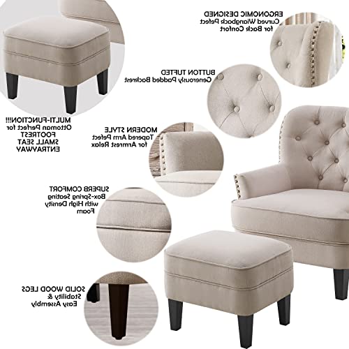 Rosevara Atlas Accent Chairs for Living Room & Bedroom, Velvet Beige - color: Velvet Beige