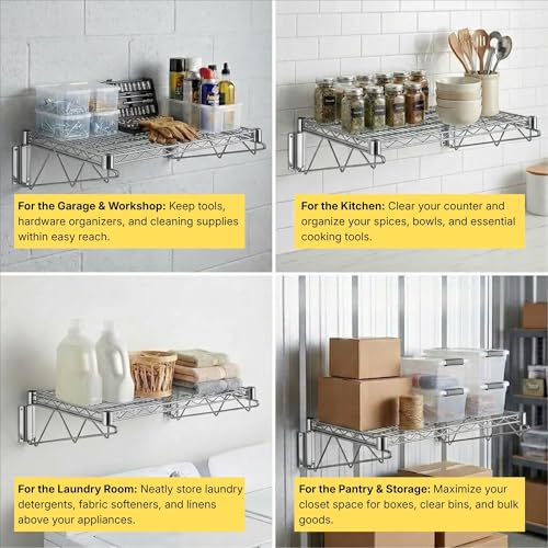 14" x 48" Chrome Wire Wall Mount Shelf - color: Chrome, size: 14" x 48"