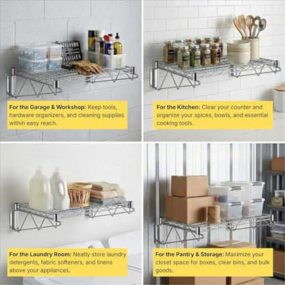 14" x 48" Chrome Wire Wall Mount Shelf - color: Chrome, size: 14" x 48"