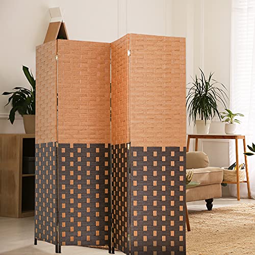 Room Divider 6FT Wall Divider 4 Panels Wood Mesh Hand-Woven Design Room Screen Divider Indoor Folding Portable Partition Screen, CM - color: CM, size: 4 Panel