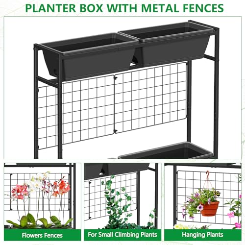 ETELI Vertical Garden Planter Raised Garden Beds with Legs Elevated Garden Planter Boxes with Legs Trellis Patio Balcony Herb Garden Planters Beds Outdoor for Flowers Vegetables, Gray - color: Gray