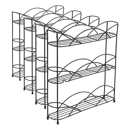 Spectrum Diversified 3-Tier Spice Rack Shelf Organizer for Kitchen Countertop, Pantry, Bathroom, or Closet with Optional Wall Mount, Black (Pack of 4) - size: 3-Tier (Pack of 4)