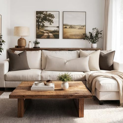 MIULEE 장식용 리넨 요추 베개 커버 35.6x91.4cm 천연 리넨 | Boho Farmhouse 뉴트럴 소파 침대용 롱 스로우 베개, 액센트 모던 베개 커버 1팩, 소파 거실 홈 데코 - color: 천연 리넨, size: 36" x 14" (Pack of 1)