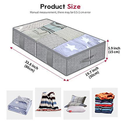 Onlyeasy Breathable Under Bed Storage Bags with 4 Reinforced Handles and Sturdy Side Wall, 2 Pack Eco-friendly Underbed Clothing Blankets Organizer with 2 Strong Zippers, Herringbone Grey, MXRUBBSS2P - color: Upgraded Firm Side Wall - Herringbone Grey