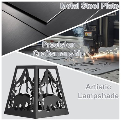 Plug in Wall Lamp,Bear Matte Black Metal 1 Pack Farmhouse Rustic Wall Sconces with Wood Arm,E26 Base Industrial Light for Bedroom,Bedside,Living Room,Indoor,Hallway,Bathroom,Porch,Stairway - color: Bear-Black