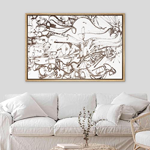 SIGNWIN Framed Canvas Print Wall Art Brown Paint Stroke Graffiti Landscape Abstract Geometric Illustrations Modern Art Minimalism Relax/Calm Zen for Living Room, Bedroom, Office - 16"x24" Natural - color: A11-2211-n09, size: 24"L x 16"W