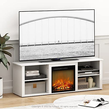Furinno Classic 70 Inch TV Stand with Fireplace, Solid White - color: Solid White, size: 70-Inch Classic