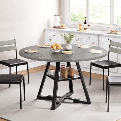 Jocoevol Round Dining Table for 4,Kitchen Dining Room Circle Dinner Pedestal Table,Space Saving Wood Kitchen & Dining Room Furniture, 42In,Grey - color: Grey, size: 42In