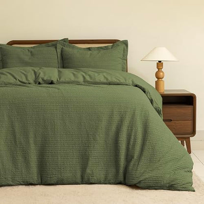 Dreamology Queen Duvet Cover Set, Waffle Weave Duvet Cover, 100% Cotton | Waffle Duvet Covers with Zipper Closure, Soft Textured & Breathable Bedding Set,Duvet Cover Queen 3 Pieces (Green) - color: Green, size: Queen