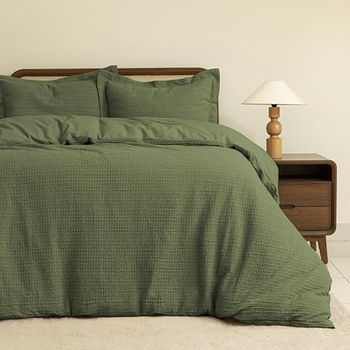 Dreamology Full Duvet Cover, Waffle Duvet Cover Full, 100% Cotton Waffle | Duvet Covers with Zipper Closure, Soft Textured & Breathable Duvet Cover Set,Bedding Duvet Cover Set 3 Pieces (Green) - color: Green, size: Full