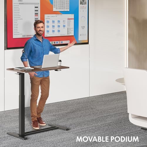FLEXISPOT 28''Adjustable C Table Gas Spring Mobile Side End Table | Adjustable C table with Wheels, Bedside table for sofa and couch. Laptop Rolling Cart TV Tray, 27.6" W x 15.7" D,Rustic Brown - color: Rustic Brown, size: 28x16