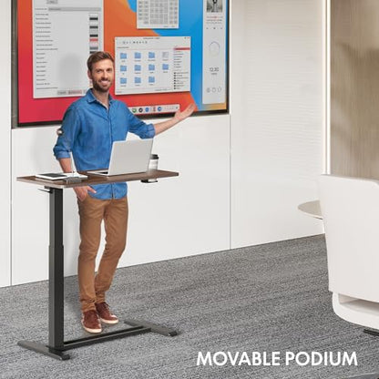 FLEXISPOT H7 32" Pneumatic Height-Adjustable Overbed Table with Wheels | C-shaped bedside table,Medical End Table,Rolling Cart TV Tray,Laptop desk for Hospital Home use,31.5"W x 17.7"D,Mahogany - color: Mahogany, size: Large