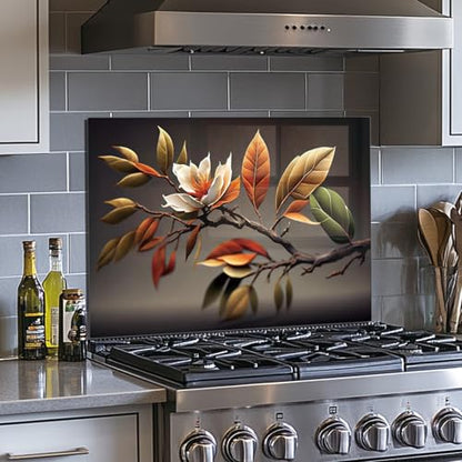 Evgosm tempered glass backsplash for stove, Flowers Stove Splashback, Glass Backsplash, Used for Kitchen Wall Protection and Decoration, Easy to Install and Clean. - size: 30"L x 15"W