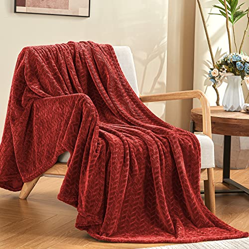 inhand Fleece Throw Blanket, Super Soft Fuzzy Blanket for Couch Sofa Bed Office, Cozy Plush Fleece Blanket Throw Size, Washable Lightweight Flannel Blankets Throw for All Season(50”x60”,Burgundy) - color: Burgundy, size: Throw/Travel-50x60 IN