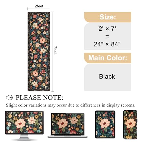 DUKINO 2x7 Runner Rug for Hallway, Washable Runner Rug Non Slip, Black | Low Pile, Soft Indoor Carpet Runner for Kitchen, Bedroom, Bathroom, Entryway, Laundry, Pet Friendly, Home Decor, Lightweight - color: Black, size: 2' x 7' (Rectangular)