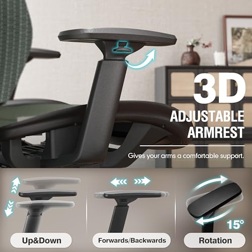 Mesh Office Chair,Ergonomic Computer Desk Chair,Sturdy Task Chair- Adjustable Lumbar Support & Armrests,Tilt Function,Comfort Wide Seat,Swivel Home Office Chair (Dusty Sage) - color: Dusty Sage