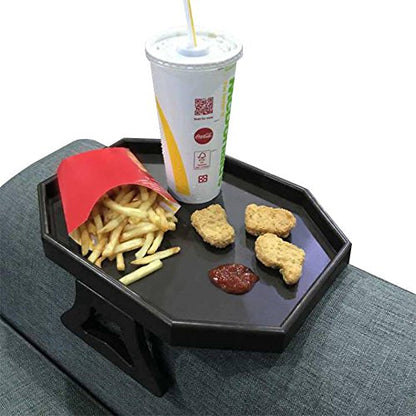 Sofa Arm Clip Table, Armrest Tray Table, Drinks/Remote Control/Snacks Holder … (Platic, Brown) - color: Brown