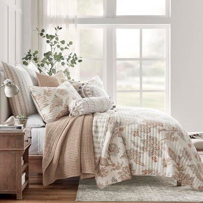 Levtex Home - Mills Waffle - Twin Quilt Set - Blush Cotton Waffle - Quilt Size (68 x 86in.), Sham Size (26 x 20in.) - color: Blush, size: Twin Quilt