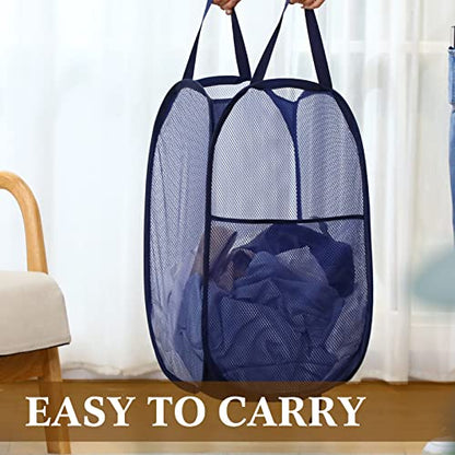 Gejoy 16 Pcs Mesh Pop up Laundry Hamper Bulk Collapsible Laundry Basket Large Foldable Clothes Hamper with Handles Ideal for Kids Adults, College Dorm, Travel, Hotel, 14. 1 x 22. 8 Inch