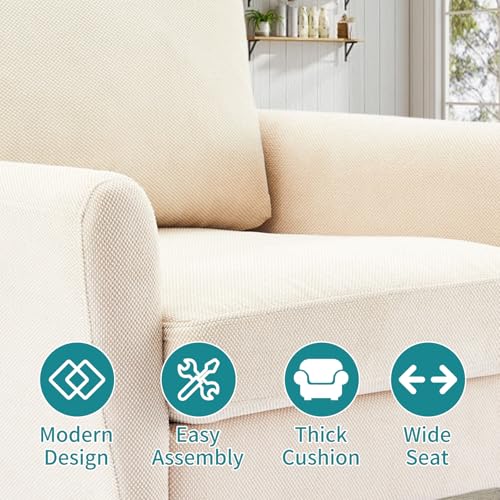 OLIXIS Comfy Accent Chair for Living Room Bedroom and Waiting Room | Upholstered Mid-Century Reading Chair with Pillow and Solid Wood Legs, Wide Singe Modern Lounge Sofa, Cream Beige - color: Taupe