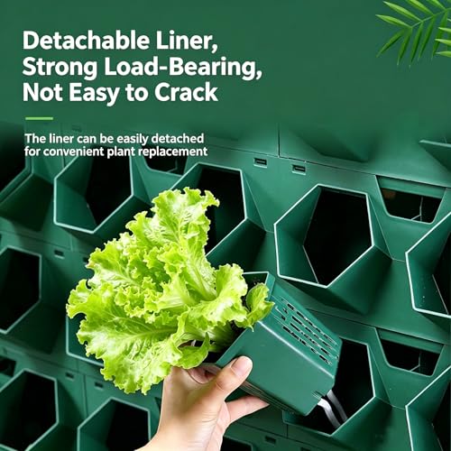 Vertical Wall Planter for Indoor Plants, Living Wall Planter System with 2 Stackable Pots, Wall Mounted Hanging Planter, Ventilation Design for Herbs, Succulents, Flowers (2Pots) - color: Green-2pcs