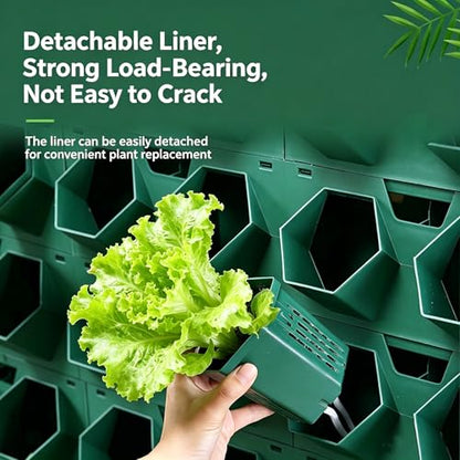 Vertical Wall Planter for Indoor Plants, Living Wall Planter System with 2 Stackable Pots, Wall Mounted Hanging Planter, Ventilation Design for Herbs, Succulents, Flowers (2Pots) - color: Green-2pcs
