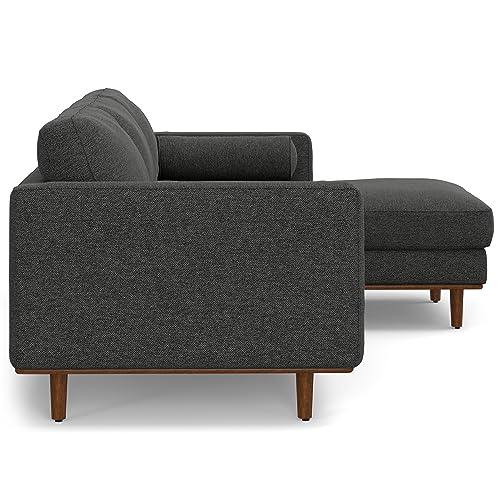 SIMPLIHOME Morrison Sofa and Ottoman 2-Piece Set in Charcoal Grey - color: Charcoal Grey, style: Right Sectional Sofa