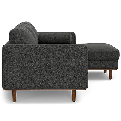 SIMPLIHOME Morrison Sofa and Ottoman 2-Piece Set in Charcoal Grey - color: Charcoal Grey, style: Right Sectional Sofa