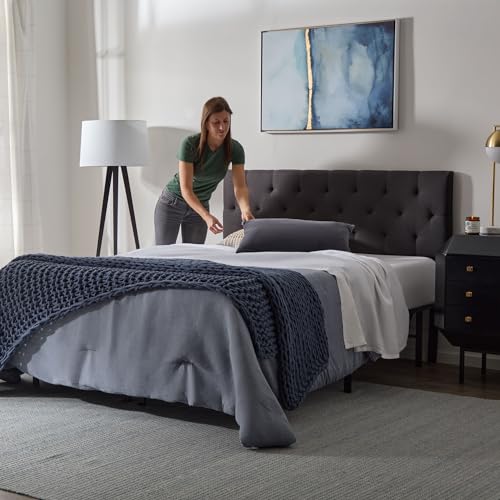 Lucid Mid-Rise Upholstered Headboard - Diamond Tufted - Padded Polyester - Adjustable Height from 34” to 46” - Easy Assembly - Bed Frame or Wall Mount - Sturdy - Charcoal - Twin / Twin XL Size - color: Charcoal, size: Twin/Twin XL