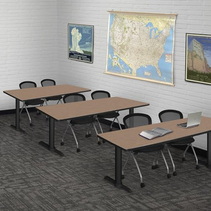 Regency Cain 72 x 24 in. T-Base Training Seminar Table- Noble Oak & 2 Cadence Nesting Chairs