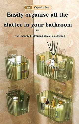 Lae Nuvole Adhesive Cabinet Door Organizer, 2 Pack Wall Shower Caddy, Green | 4 Adhesive Straps, No Drill Wall Mount, Renter Friendly, BPA-free stackable; Fits Bathroom, Kitchen, Apartment, Pantry, RVs - color: Green