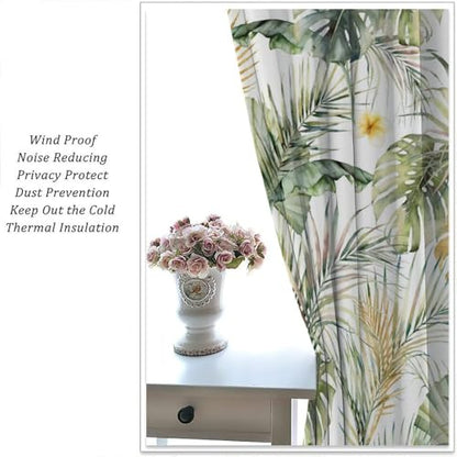 Tropical Leaves Curtains, Green Gold Palm Tree Leaf Banana Monstera Jungle Plant Hawaii Botanical Nature Blackout Window Treatments Drapes for Bedroom Living Room Apartment 42" W X 45" L - color: Flamingo-9, size: 21"W x 45"L (Pack of 2)