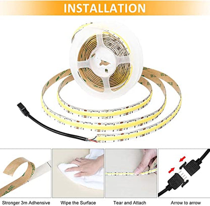 PAUTIX COB LED 스트립 라이트 화이트 CCT 조정 가능한 6400LED, CRI90+ 32.8피트/10m 조도 조절 가능 2700K-6500K 24V LED 테이프 조명, 캐비닛 아래 침실 주방 TV 거울 DIY 조명(어댑터 및 조광기 미포함) - size: 32.8ft(Strip ONLY)