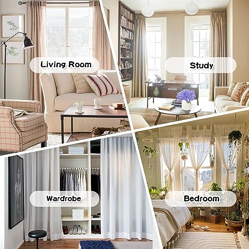 MYSKY HOME Grey Curtains for Bedroom - 54 Inch Long, Double Layer, White Pom Pom, Sheer, Grommet, Darkening, Small Window, 2 Panels, 52 x 54 in - color: Grey, size: 52"W x 54"L (Pack of 2)