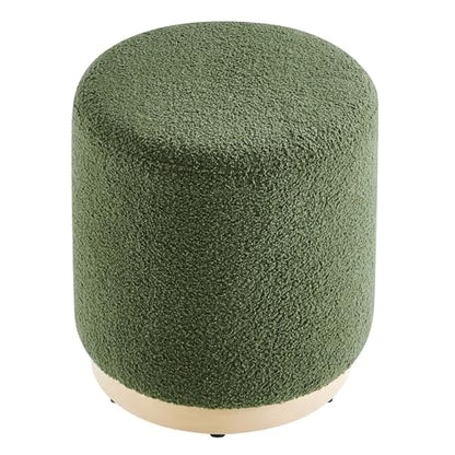 Modway 16" Round Sherpa Upholstered Upholstered Ottoman - color: Moss Green Natural