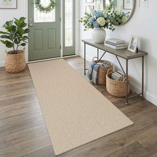 Washable Runner Rug, Non Slip Walkway Runner, 3x7 Ft, Sand/Beige | Washable Braided Runner Carpet, Non Slip Rubber Dot Backed, For Hallway, Kitchen, Entryway, Bedroom, Laundry Room, Foyer - color: Sand/Beige, size: 3' x 7' (Rectangular)
